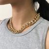 2022 Fashion Big Necklace For Women Twist Gold Silver Color Chunky Thick Lock Choker Chain Necklaces Party Jewelry