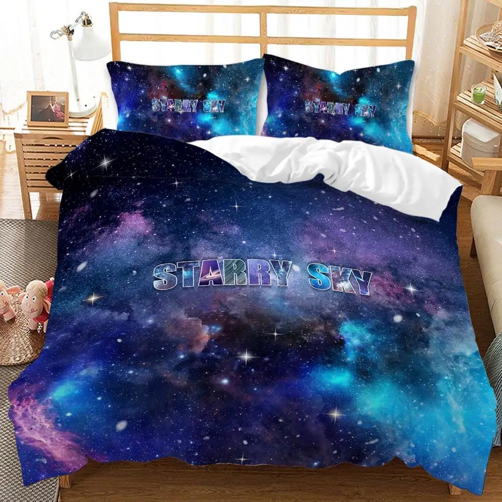 Universe Duvet Cover Set Outer Space Bedding Set Galaxy Twin Polyester Qulit Cover Solar System Planets Universe Queen King Size