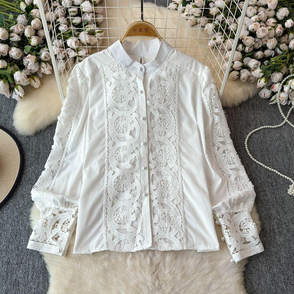 Spring Autumn Women Lace Patchwork Embroidery Designer Runway Outfits Fashion Single Breasted Shirt and Mini Short Skirt Two Piece Set