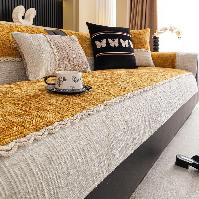 Универсальная подушка для дивана Chenier на четыре сезона, простая кремовая накидка на диван в стиле вафли для гостиной, нескользящая накидка на диван