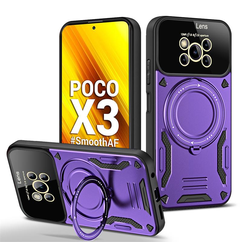 Для чехла Poco X3 Pro Чехол для телефона с магнитным кольцом-держателем для автомобиля для Xiaomi PocoX3 Poco X3 NFC Little X 3 Защитная задняя крышка с объективом из стекла