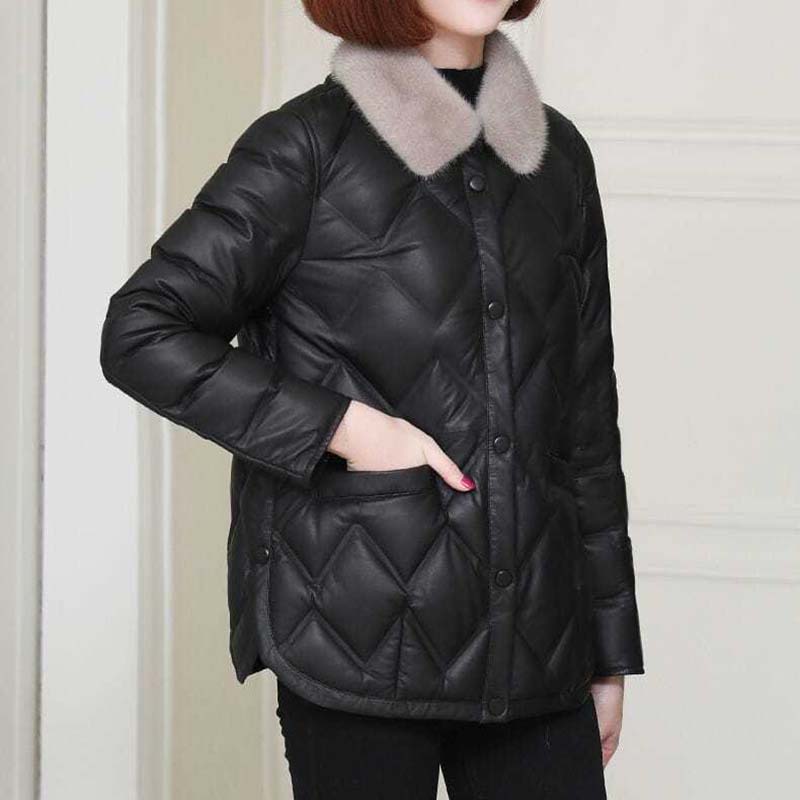 Зимняя мода пуховик с воротником из меха норки легкая короткая утолщенная теплая хлопковая куртка простые однотонные парки