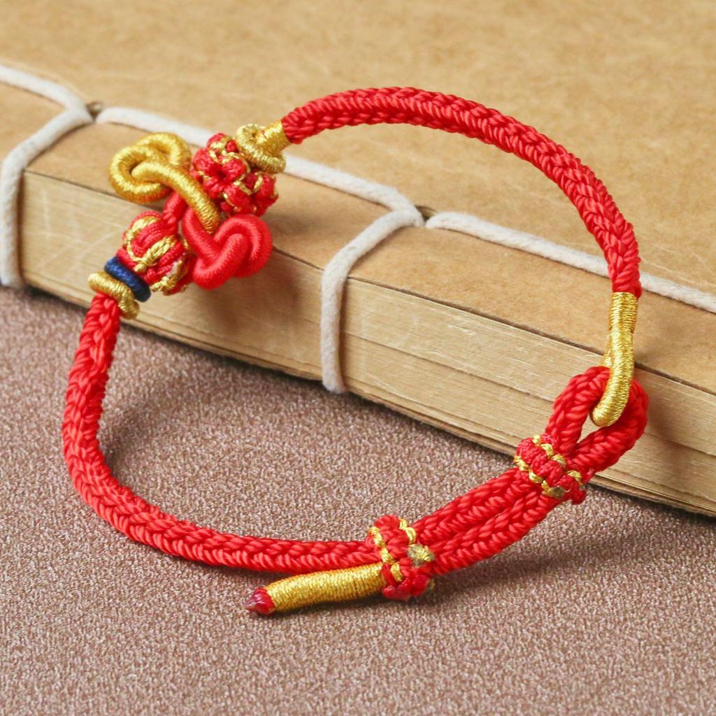Гарантированный Успех Браслет Ручной Работы из Красной Нити с Золотыми Бусинами Кои Вэньчан для Мужчин, Женщин и Студентов