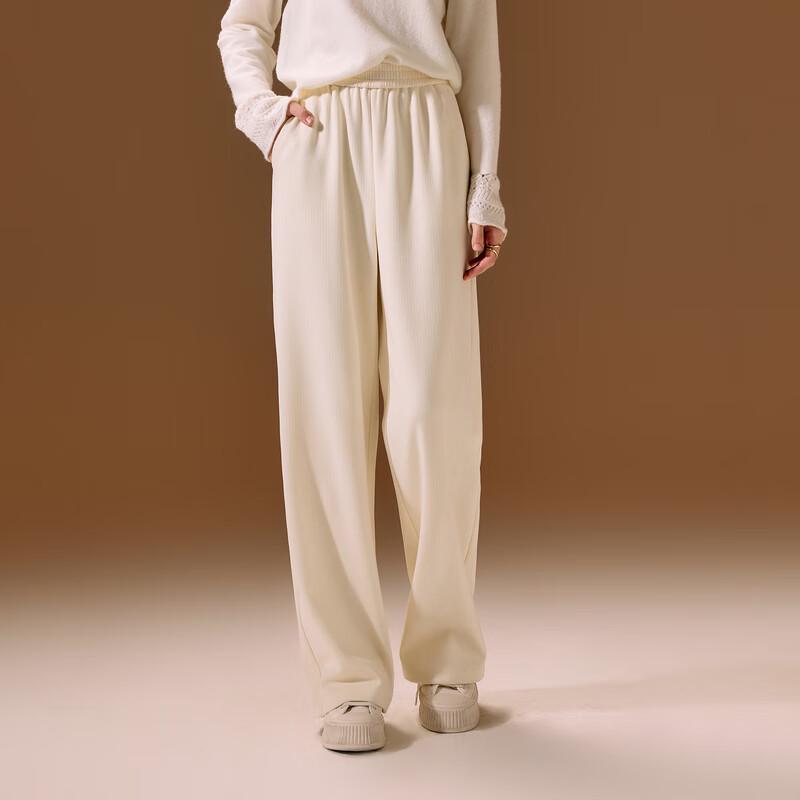 Sancai Women's Fleece-Lined Loose Wide-Leg Casual Pants