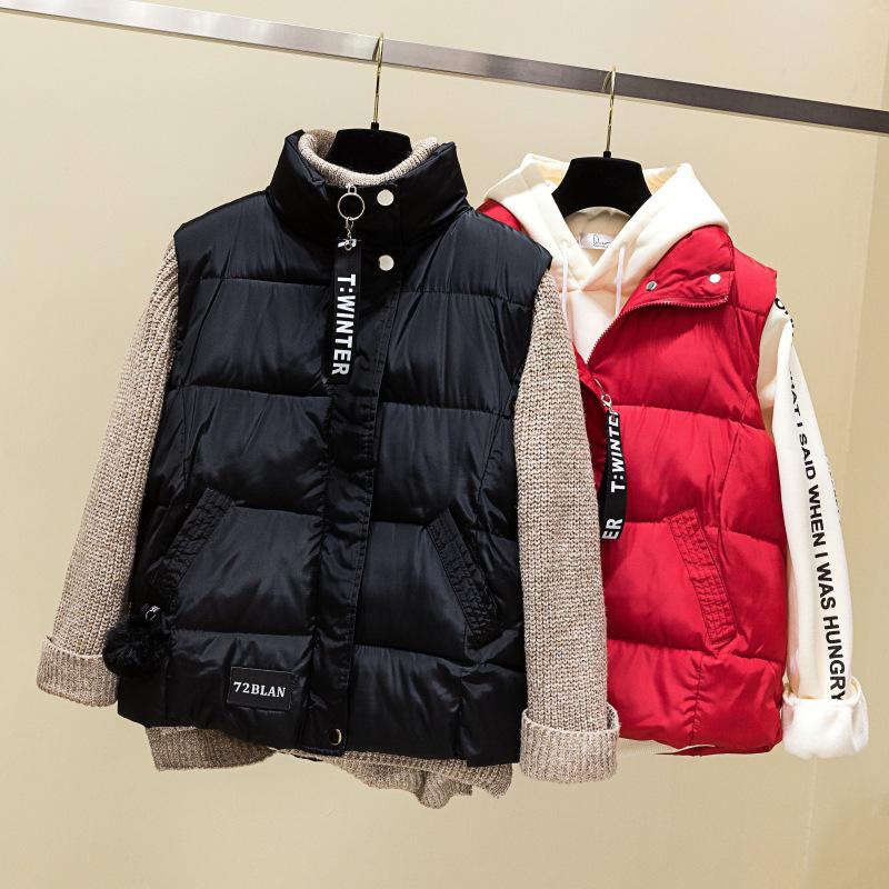 Женский свободный и толстый короткий жилет, теплый жилет, пуховое пальто, хлопковый жилет