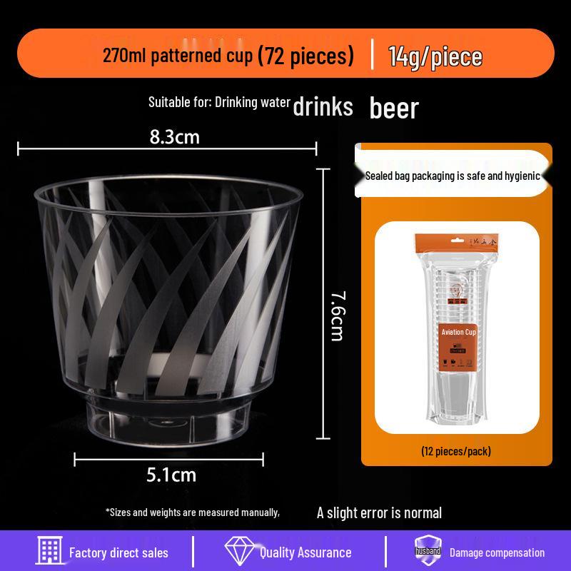 Disposable Transparent Food-Grade Plastic Cups, Thickened for Household & Reception Use