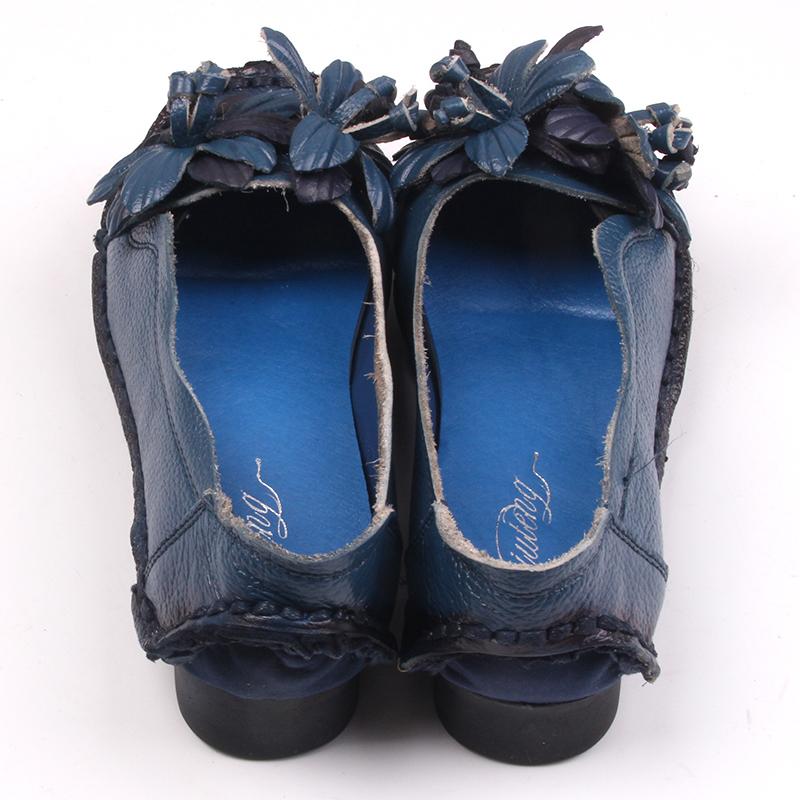 Ретро балетки женские роскошные дизайнерские туфли из натуральной кожи женские осенние толстые мокасины женские мокасины с цветочным принтом