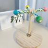 Parrot Stand Perch Toy Interactive 360 Degree Rotation Spinning Parakeet Toy Wooden Exercise Wheel Cockatiel Enrichment Toy Birdcage Accessories