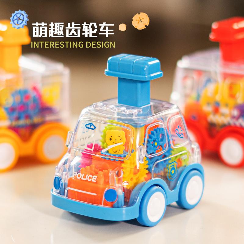 Mengqu Press Coasting Gear Car Inertia Pull Back Police Car School Bus Toy Car Children'S Toy Car Model
