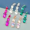 2022 Fashion Colored Diamond Geometric Earrings for Women - European & American Internet Celebrity Style Party Jewelry