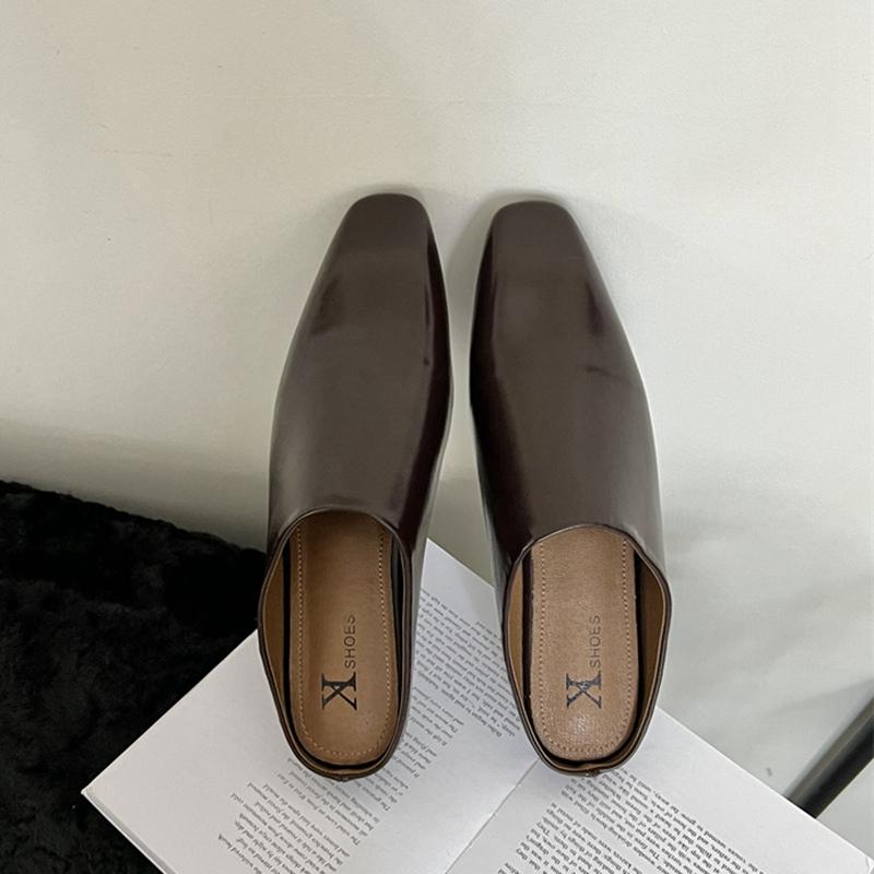 Модные женские тапочки SUOJIALUN 2025 Осень, женские тапочки с круглым носком, слипоны, женские повседневные мюли, обувь на плоской подошве, уличные сандалии для платья