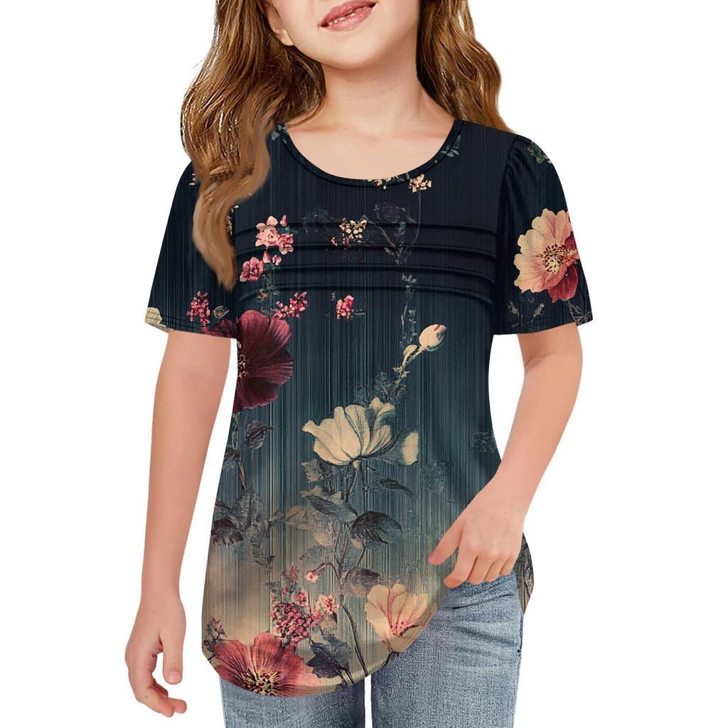 Детские футболки-поло Летнее пальто для отдыха с короткими рукавами Футболка с круглым воротником и принтом