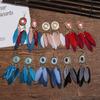 Personalized Long Earrings, Exaggerated Feather Red Fringed Earrings, Earrings.