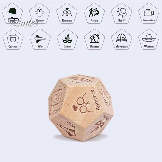 Food Decision Tool 12 Sides Dice Wooden Couple Date Night Ideas Portable Dinner Takeaway Decider Adults Girlfriend Boyfriend Props Choice