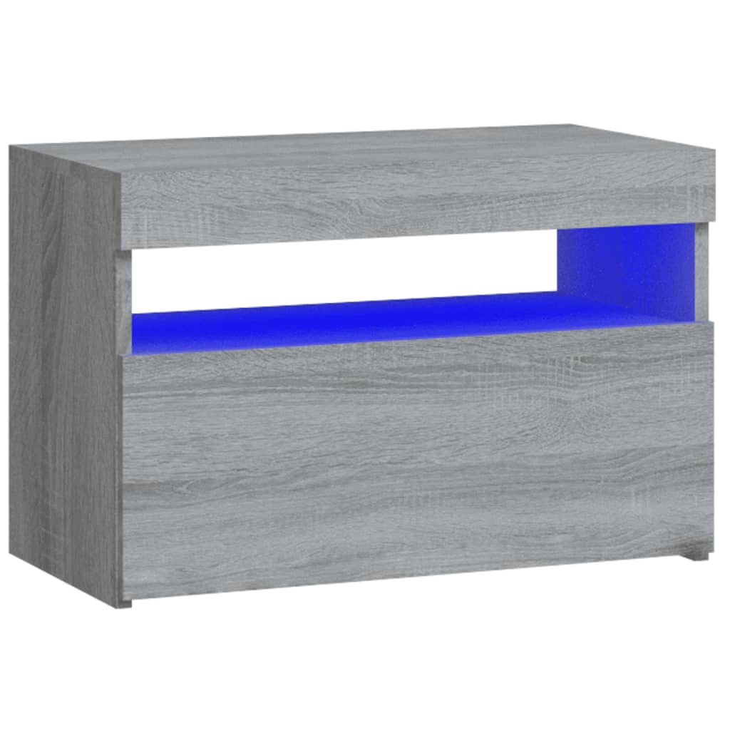 Vidaxl Szafka Nocna Z Oświetleniem Led, Szary Dąb Sonoma, 60X35X40 Cm