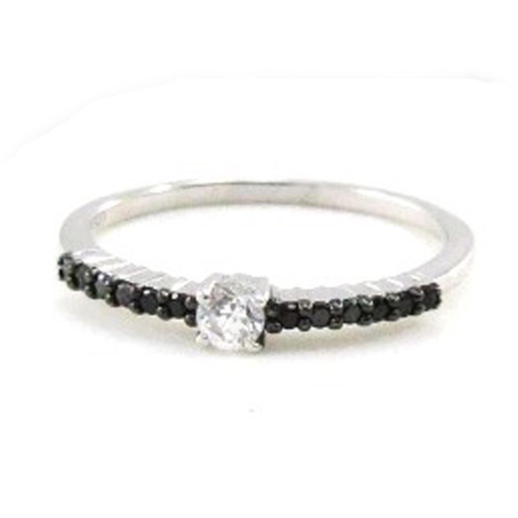 Silver Ring 'Scarlett' Black White
