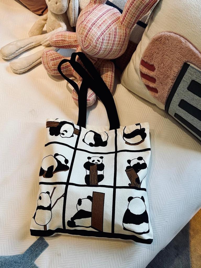 Холщовая сумка-тоут большой вместимости Panda для студентов и профессионалов