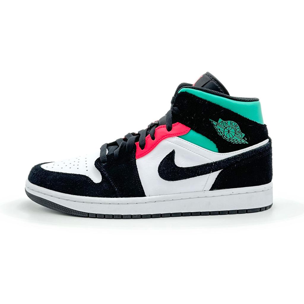 852542-116 Nike Air Jordan 1 Mid SE South Beach Черный Розовый Зеленый Белый (Мужской)