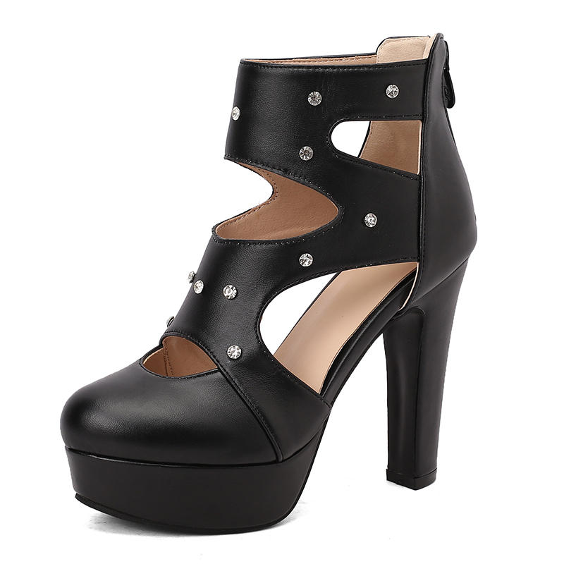 Женские босоножки на высоком каблуке весна и лето новые в европейском и американском стиле водонепроницаемые римские сандалии на толстом каблуке большого размера