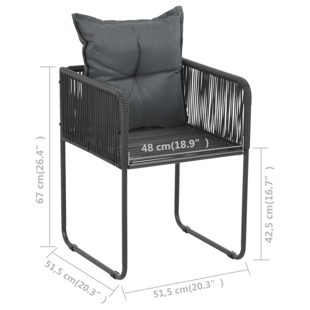7 Piece Outdoor Dining Set PVC Rattan Black
