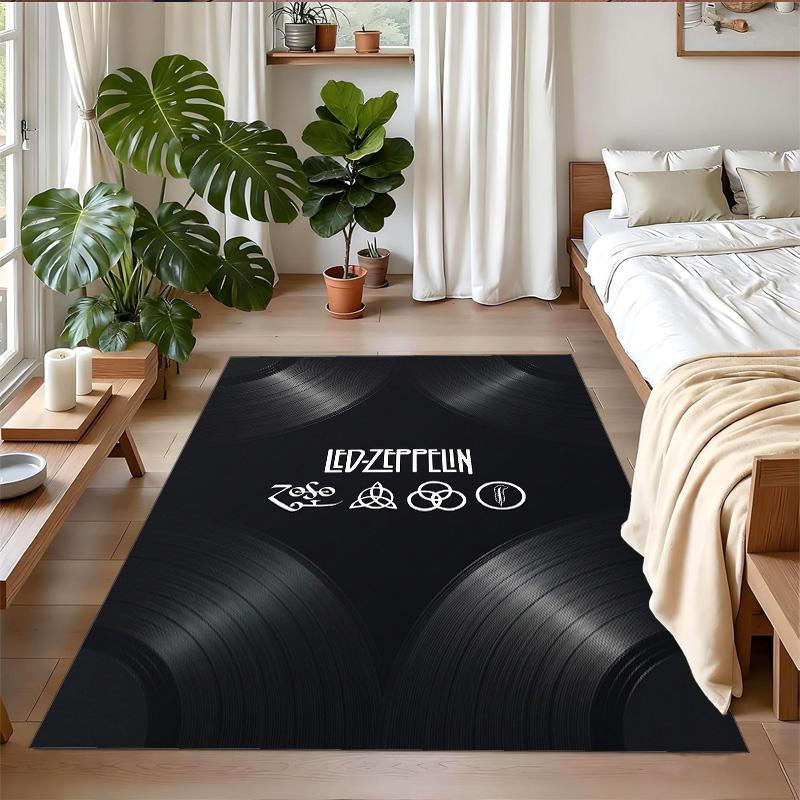 Led Zeppelin Print Crystal Velvet Plush Rug Wear?Resistant Anti?Slip Floor Mat For Indoor Household Decoration