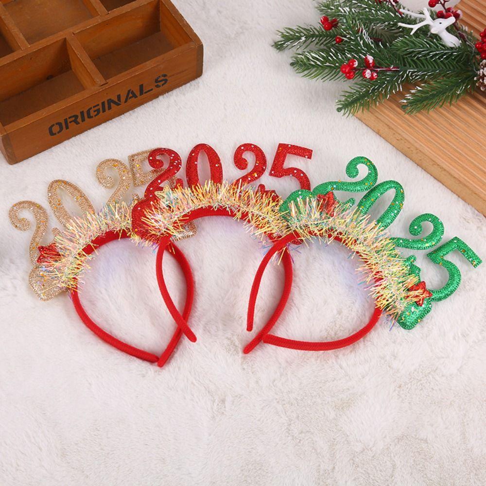 Wear-resistant Sequin 2025 New Year Headbands Non-slip Happy New Year Headdress  Party Favors