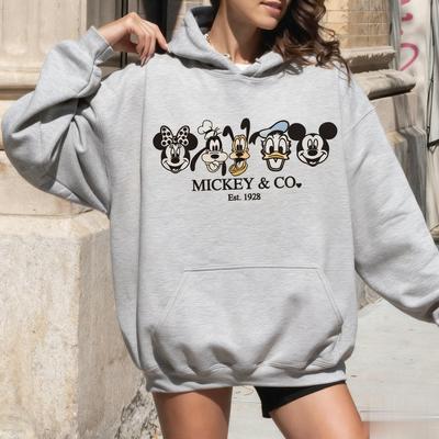 Унисекс Худи оверсайз с принтом Микки Мауса Disney для мужчин и женщин, уличная одежда, свободная повседневная толстовка, куртка, осенне-зимняя мода