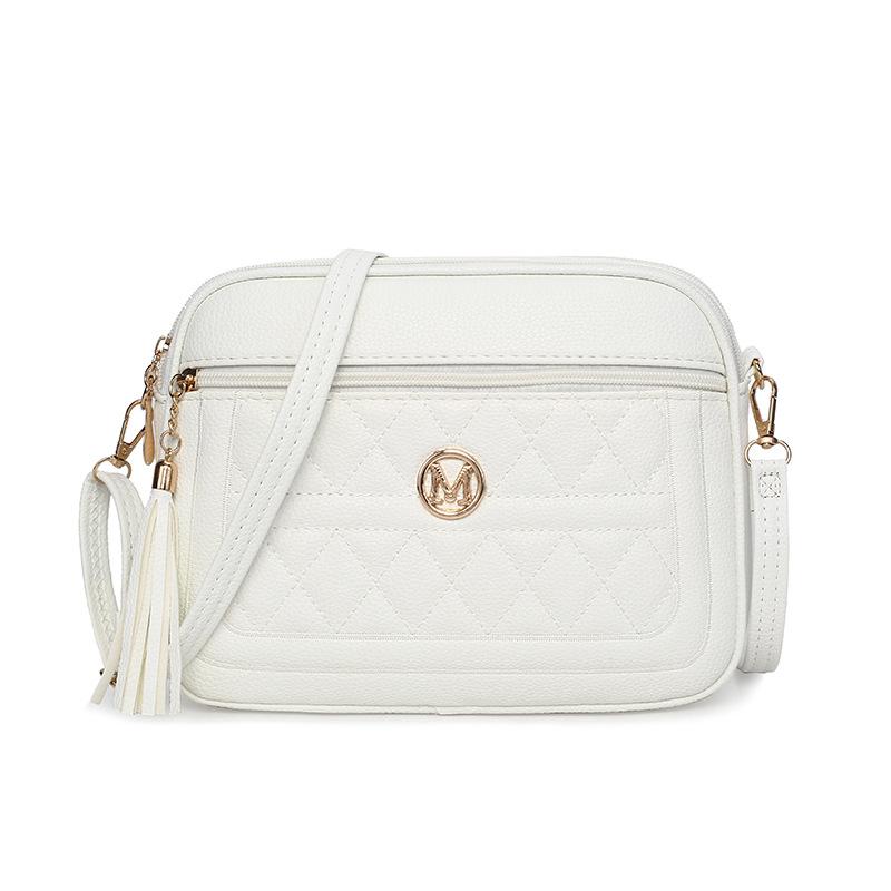 Women's soft leather rhombus multi-layer diagonal straddle bag single shoulder high-end sense versatile large-capacity fringed messenger bag