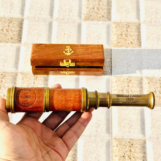 Латунный телескоп 35,56 см с деревянной коробкой, Пиратский шпионский телескоп, Подарок на годовщину для мужа, Подарок для папы, Подарок для моряка, Подарки на выпускной
