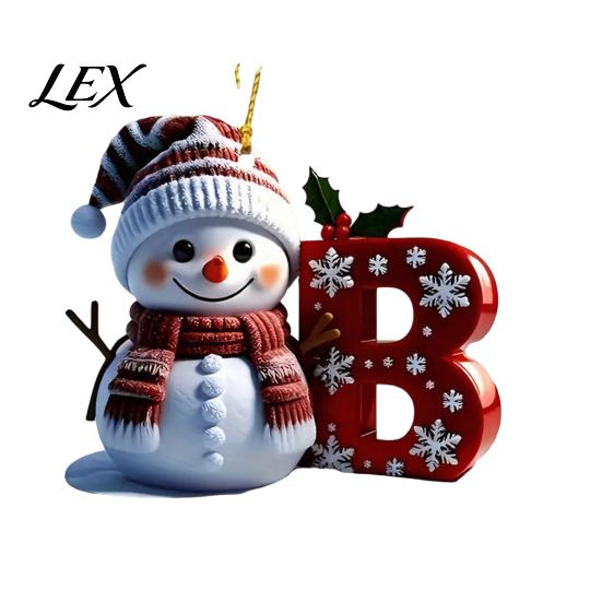 Indoor Outdoor Holiday Decorations 26 Letter Christmas Ornaments, 2D Flat Snowman Hanging Decoration, Acrylic A-Z Festive Home Decor Supplies Alphabet