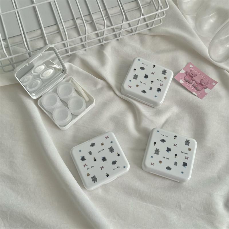 Милые Портативные Мультяшные Контактные Линзы с Зеркалом, Контейнер для Цветных Линз, Бокс для Вечеринки, Путешествий, Набор