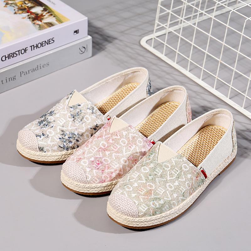 Espadrilles Breathable Flats Shoes for Women Canvas Slip On Loafers Comfortable Dressy Casual Work Flats Women's Lightweight Driving Walking Shoes