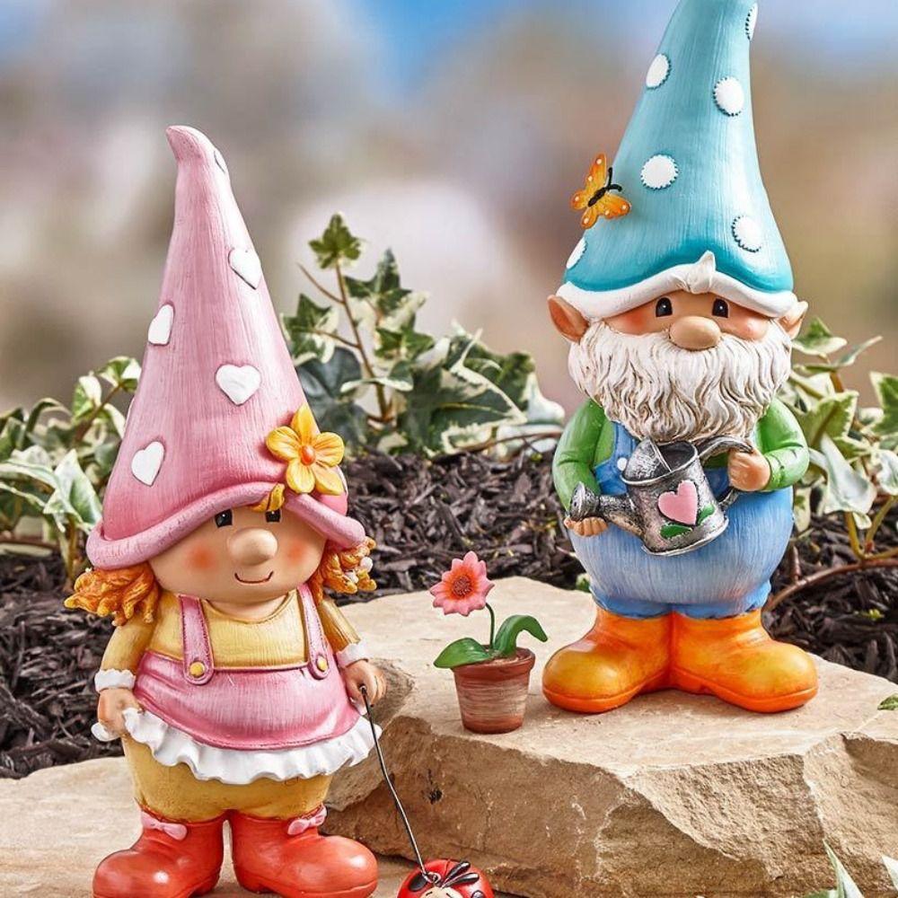 Resin Craft Garden Gnome Figurine Handmade Elf Dwarf Ornaments Cute Dwarf Miniatures Table