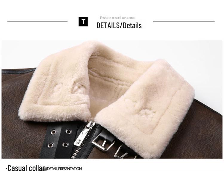 Мужская модная мотоциклетная куртка из овчины и ПУ-кожи - Короткая верхняя одежда из овечьей шерсти Осень/Зима