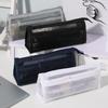 Transparent Mesh Transparent Pencil Pouch Double Layer Exam Stationery Bag  Exam Supplies