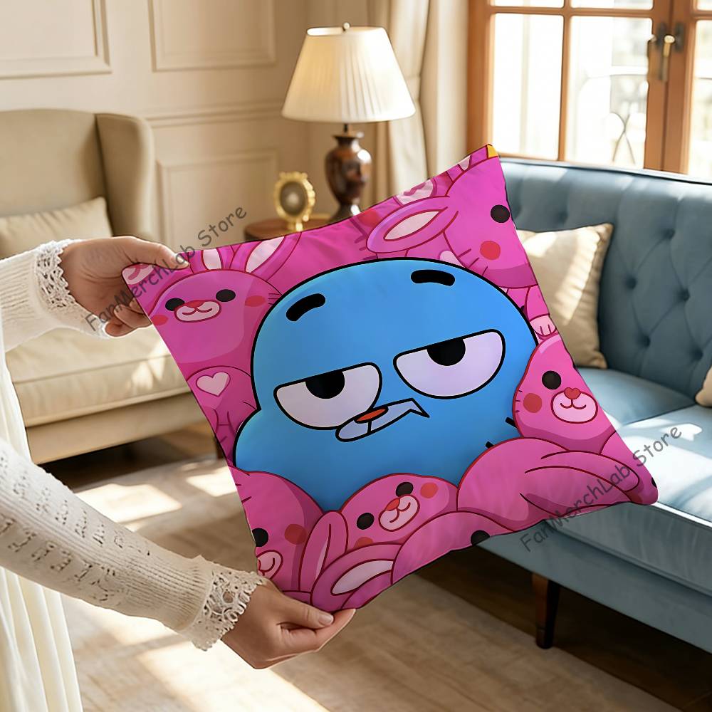 GGumballS Cartoon Watterson Pillow Covers Cartoon Sofa Decorative Home Doublesided Printing Short Plush Cute Cushion Cover