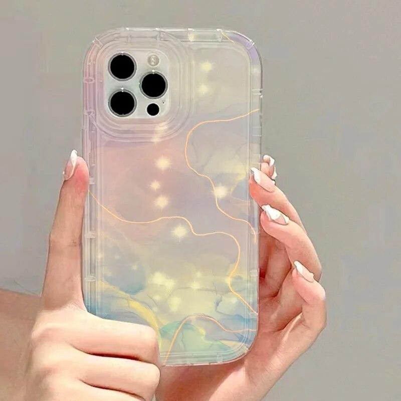 Чехол с милым акварельным рисунком для iPhone 14 Pro Max 13 12 11 Pro 14 15 Plus XR XS 7 8 Plus SE, модный воздушный противоударный мягкий чехол