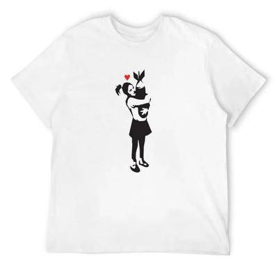 Banksy Bomb Hug Трафаретное искусство Футболка Футболки оверсайз Валентинов бутик одежда одежда для мужчин