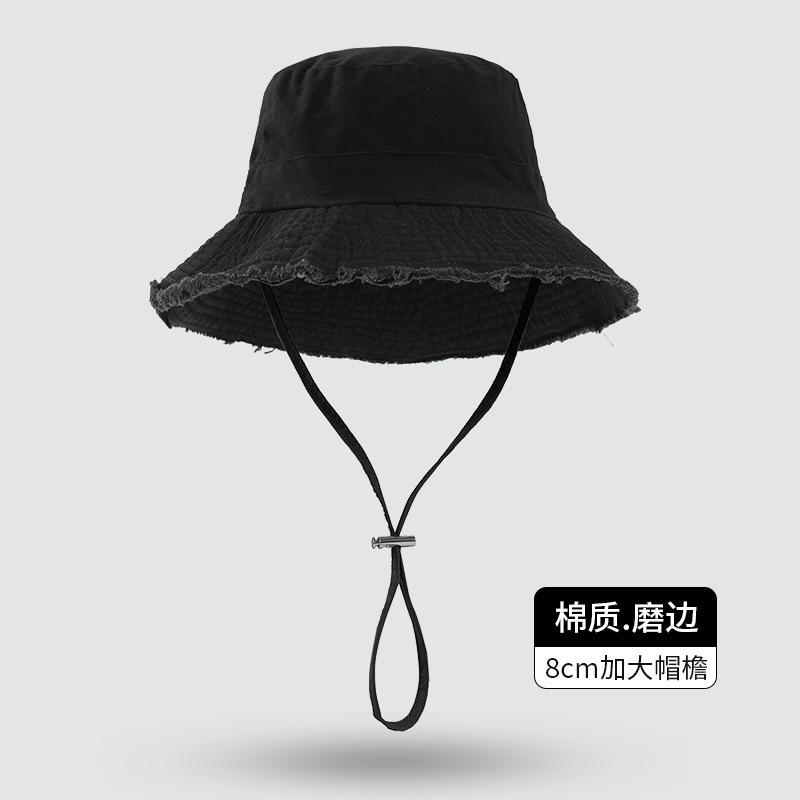 Big eaves rough edge bucket hat premium sense foldable casual sunscreen hat pink ins dopamine sunshade basin hat women