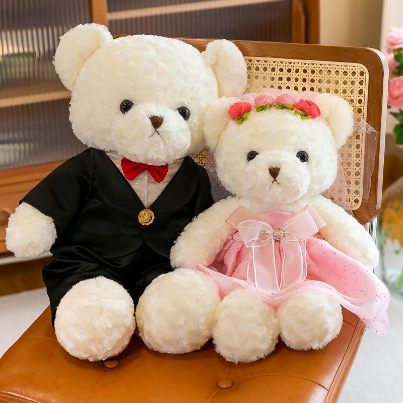 Wedding Dolls, A Pair of Bed-pressed Love Wedding Dress, Bear Plush Toys, and A Girlfriend, Bear Dolls, Couple Wedding Gifts