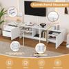 2 Türen, 2 Schubladen, 2 offene Fächer, TV-Regal Fernseher bis zu 80 Zoll, Moderner TV Board Lowboard Wohnzimmer, Esszimmer, Weiß, 190cm