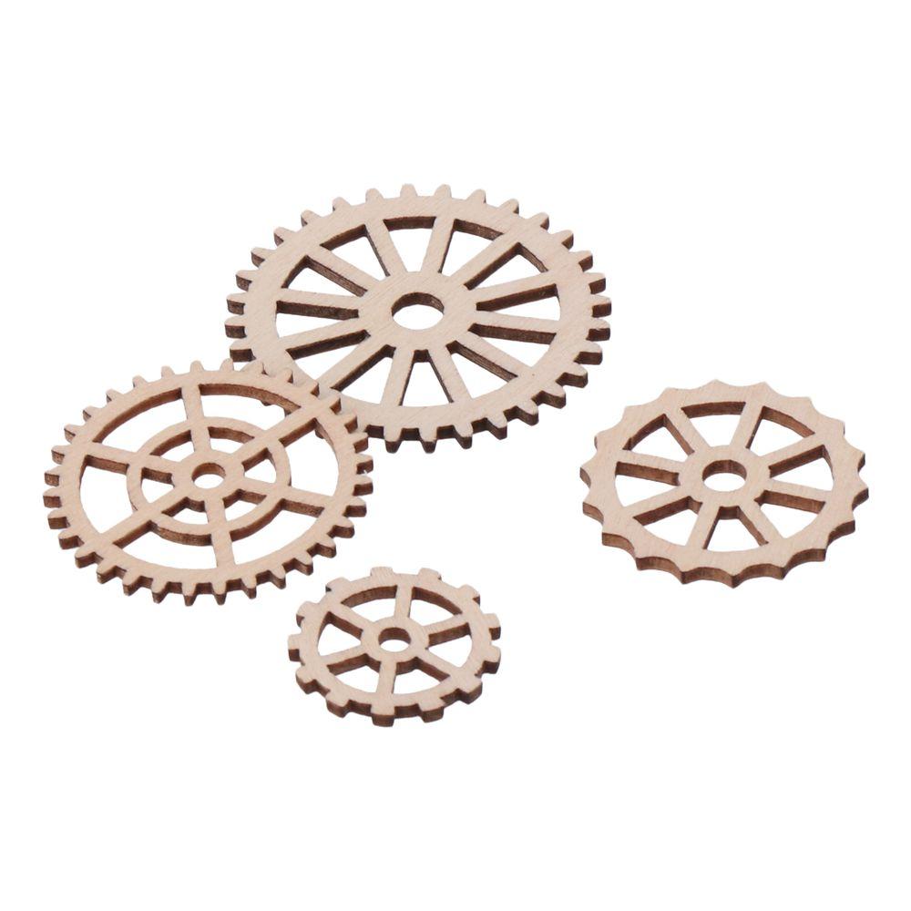 Brown Wooden Gear Wheels Wood Wooden Decoration Blank Gear Slices Craft Wheels for DIY