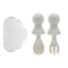 Edison Baby Octopus Self-Direction Silicone Spoon + Fork + Case Set, Cream