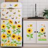 8 Sheets Sunflower Bee Butterfly Window Stickers Static PVC Window Cling Reusable Removable Spring Floral Decals for Glass Door Window Decor