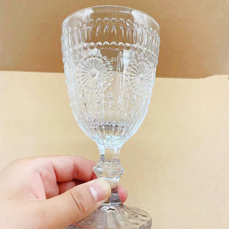 Набор из 2 предметов, 10,3 унции, 300 мл, роскошный рельефный прозрачный стакан для красного вина, бытовые креативные бокалы для шампанского с высокой ножкой из хрустального стекла
