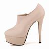 Women Boots Stiletto Fashion Autumn Winter Sexy 14cm Round Toes High Heels Ladies Casual Platform Pumps Leather Party Shoes