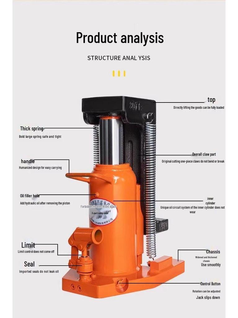 Вертикальный гидравлический когтевой домкрат-подъемник «Утиный нос»: Низкопрофильный домкрат с перекрестной головкой, грузоподъемность 5 т / 10 т / 20 т, максимальная грузоподъемность 50 тонн.