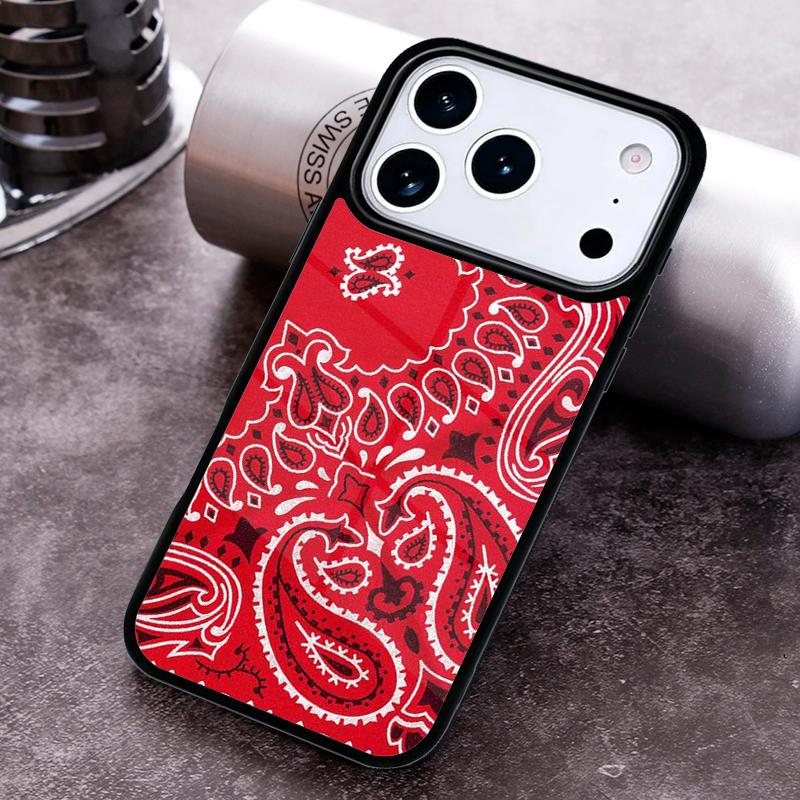 Red Bandana Paisley Phone Case for iPhone 17 16 15 Pro Max Air 14 13 12 11 Plus Shockproof Capa Cover