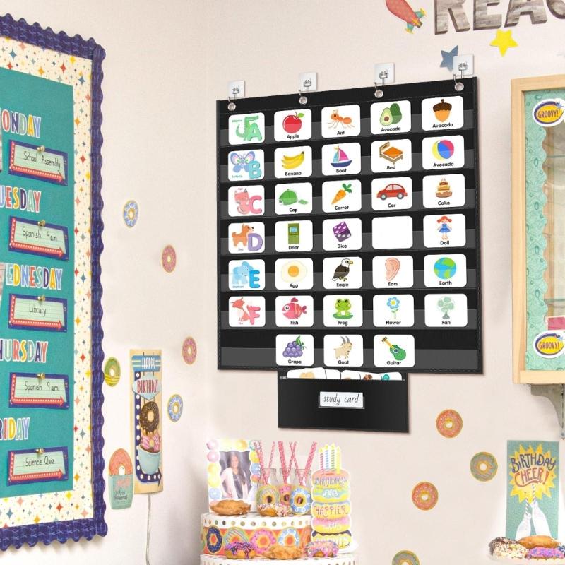 Подвесной карманный органайзер с несколькими прозрачными держателями для документов, обучающая развивающая игрушка, инструмент для обучения специальному образованию