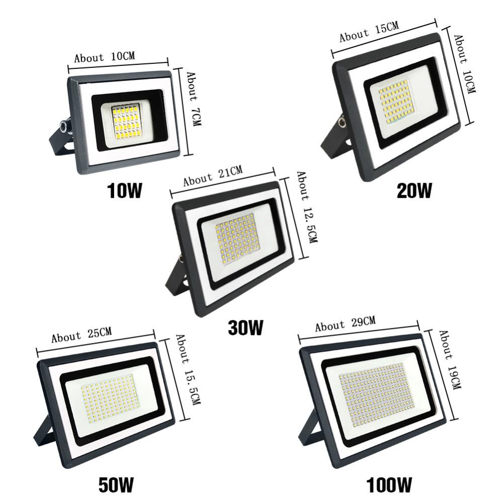 IP65 LED Flood Light 10W 20W 30W 50W 100W AC220V AC110V Spotlight Outdoor Waterproof Projector Reflector Wall Lamp Garden Square
